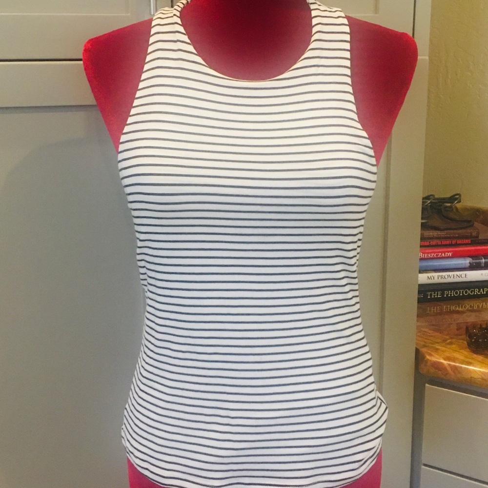 Carly Jean fitted racerback lined tank. Striped
